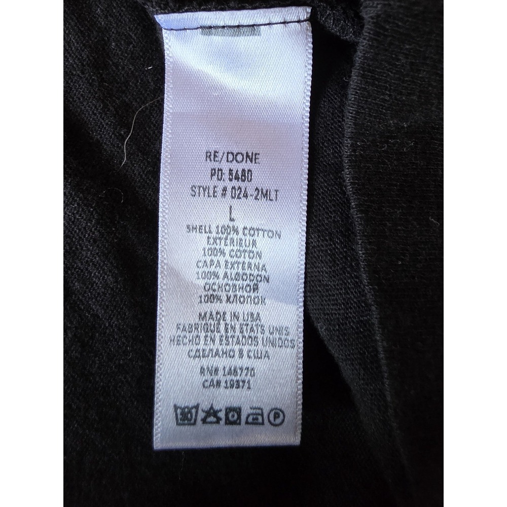 RE/DONE Women's Black 100% Cotton Crew Neck T-Shirt Size L Short Sleeve Tee - Picture 4 of 6